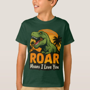 Grön T-Rex-dinosaurie "Vrål betyder att jag älskar T Shirt