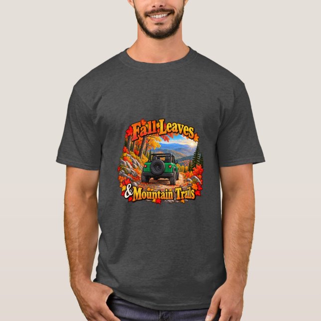 Grön T-Shirt för höstlöv & bergsstigar (Framsida)