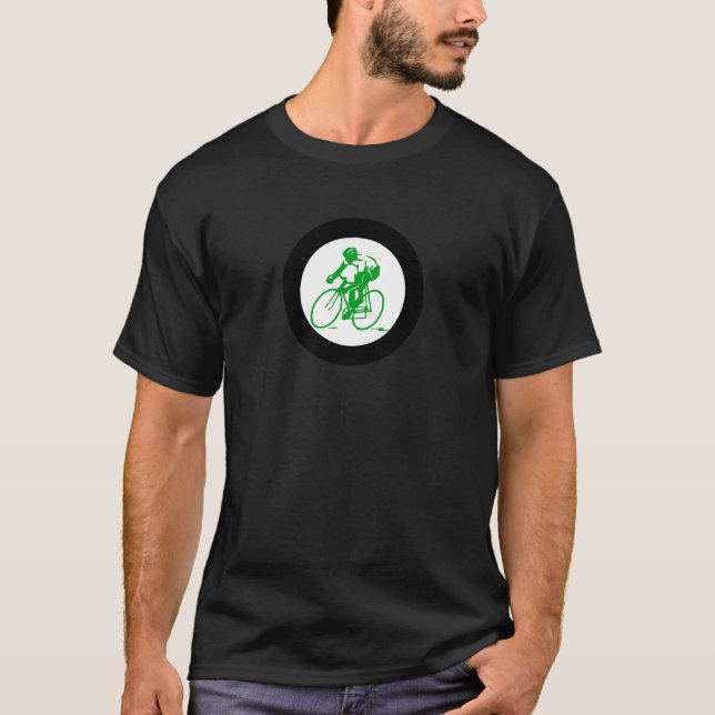 grön T-tröja för cyklistrundalogotyp T Shirt (Framsida)