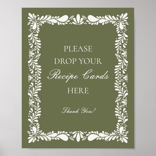 Grön Talavera-platta Spansk Dela ett recept Bröllo Poster (Framsidan)