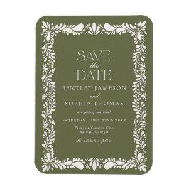 Grön Talavera-platta Spansk Fiesta Spara datumet Magnet