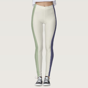 Grön Tan och Lila Ränder Leggings