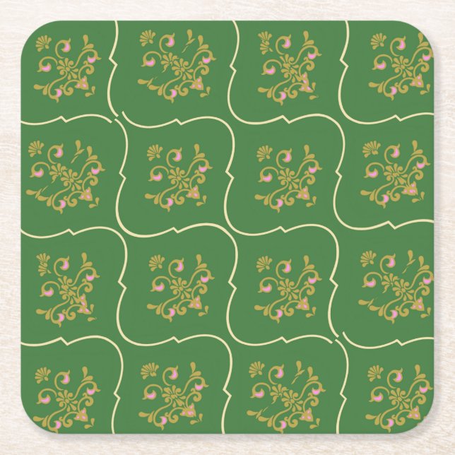 Grön tapet underlägg papper kvadrat (Framsidan)