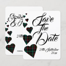 Grön Tartan Bröllop Save The Date