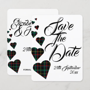 Grön Tartan Bröllop Spara Datum Inbjudningar