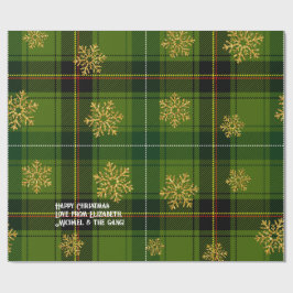 Grön Tartan Guld Snöflinga Personlig Jul Presentpapper