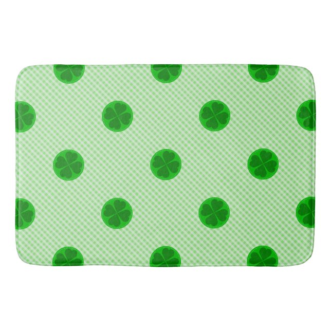 Grön Tartan och Lucky Shamrock-mönster Badrumsmatta (Framsidan)