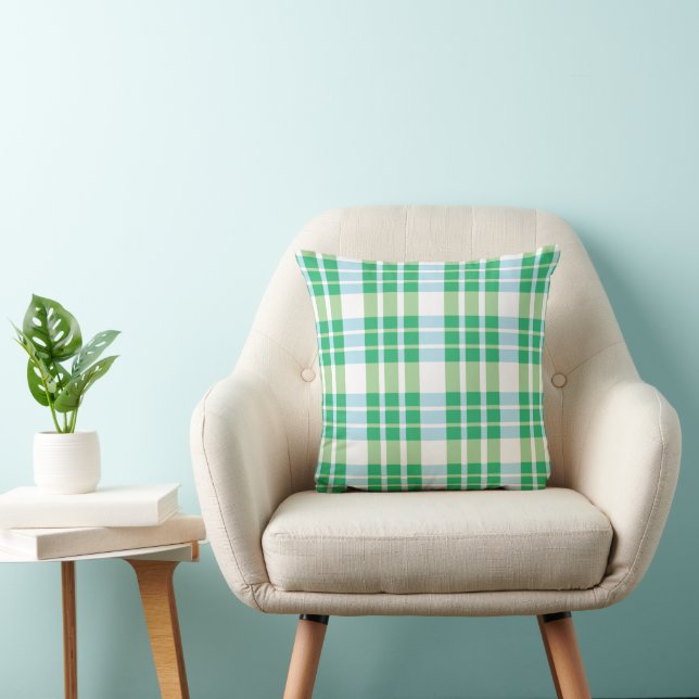 Grön Tartan Plaid  Kudde (Stol)
