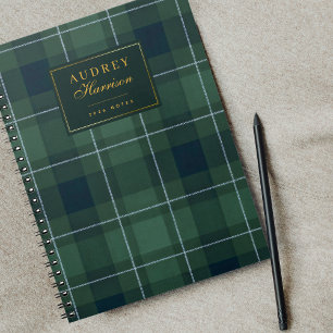 Grön Tartan Polo Randig Vintage Namn 2026 Anteckni Anteckningsbok