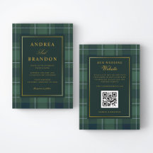 Grön Tartan Polo Randig Vintage QR-kod Bröllop
