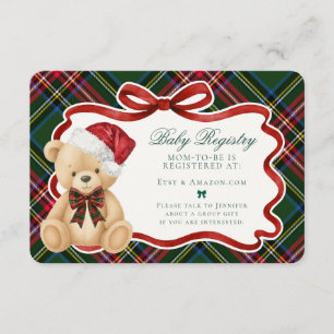 Grön Tartan Rutig Jul Björn Baby Registrering Tilläggskort