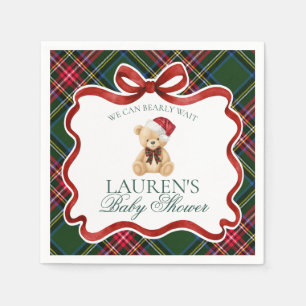 Grön Tartan Rutig Jul Björn Bebis Dusch Pappersservett
