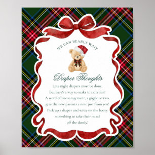 Grön Tartan Rutig Jul Björn Blöja Tankar Poster