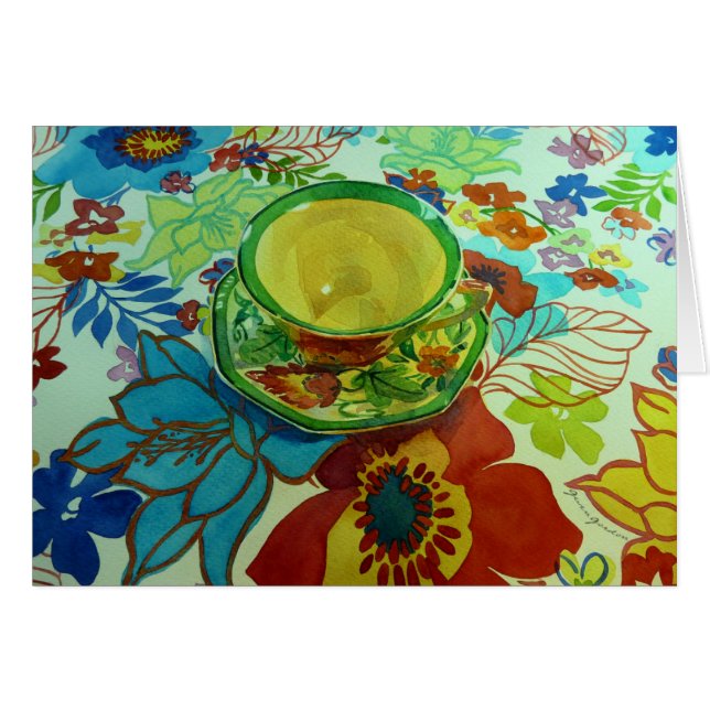 "Grön Tea ", Hälsningskort (Framsidan Horizontal)