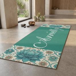 Grön Teal Mindful Sacred Lotus Mandala Andlig