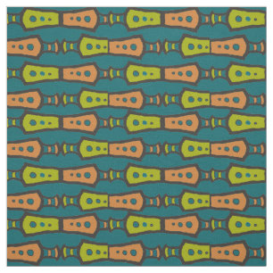 Grön Teal Tan Svart Abstrakt Tribal Design Tyg