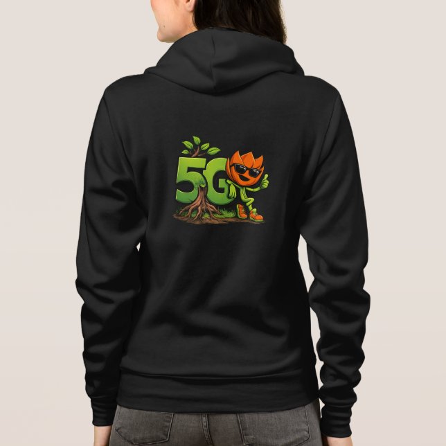 Grön Tech Maskot Dragkedja Hoodie T Shirt (Baksida)