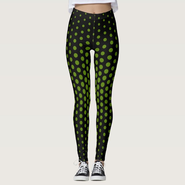 Grön Techno-Prickig Mönster Leggings (Framsida)