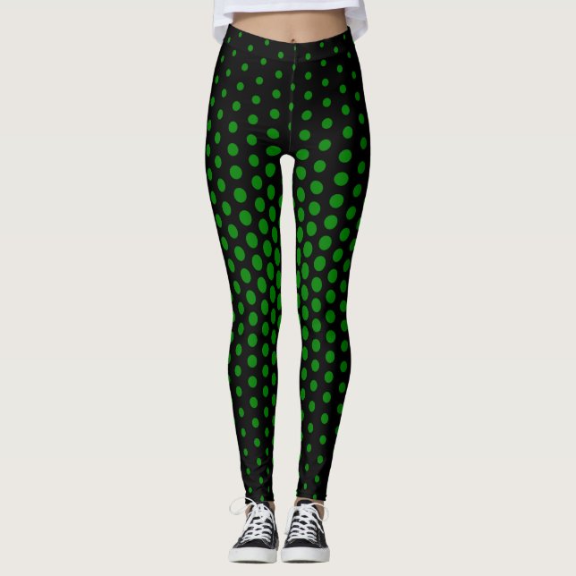 Grön Techno Prickmönster Leggings (Framsida)