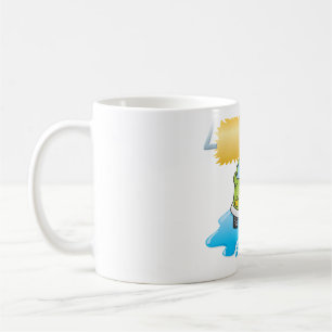 Grön Tecknad Bil Tvätt Glad Liten Bil Kaffemugg