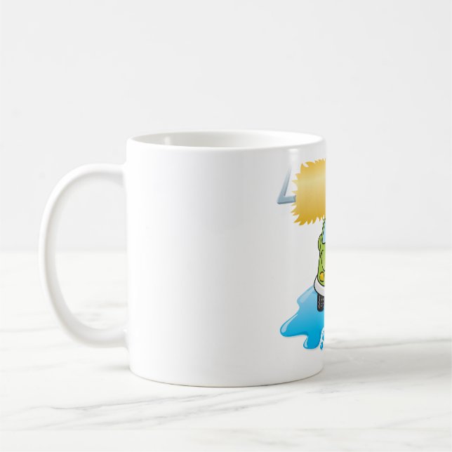 Grön Tecknad Bil Tvätt Glad Liten Bil Kaffemugg (Vänster)