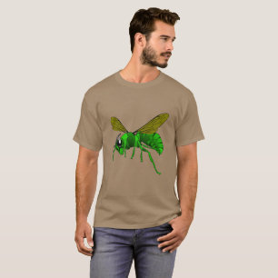 Grön tecknad och bi för limefruktbålgetingwasp t-shirt