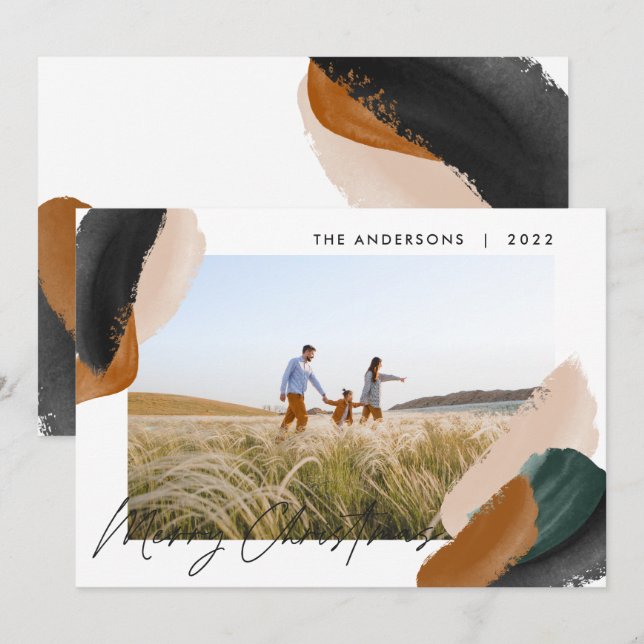 Grön terrakotta modern minimalist akvarell foto julkort (Fram/baksida)