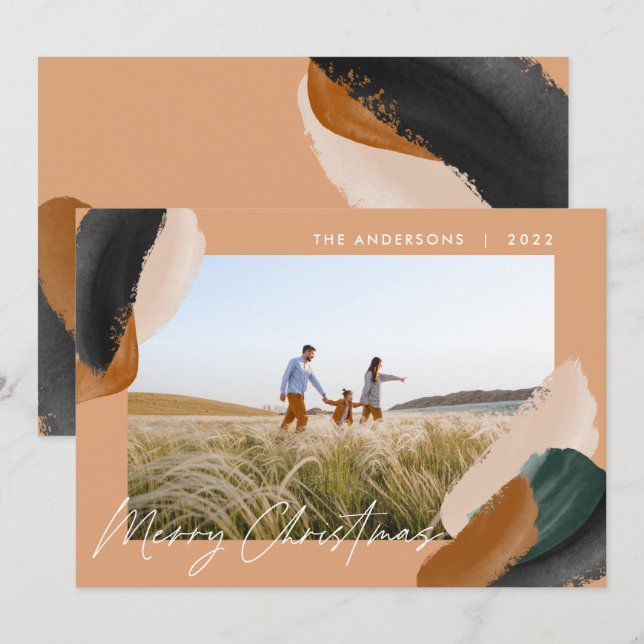 Grön terrakotta modern minimalist vattenfärg foto  julkort (Fram/baksida)