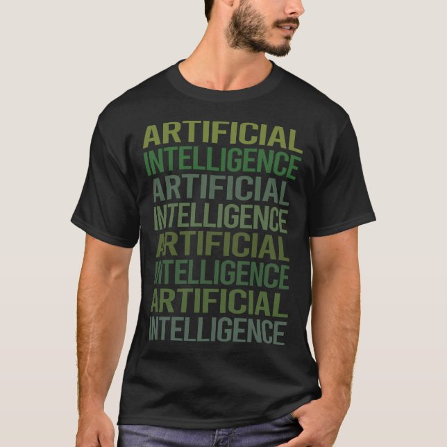 Grön text Artificiell intelligens AI T Shirt (Framsida)
