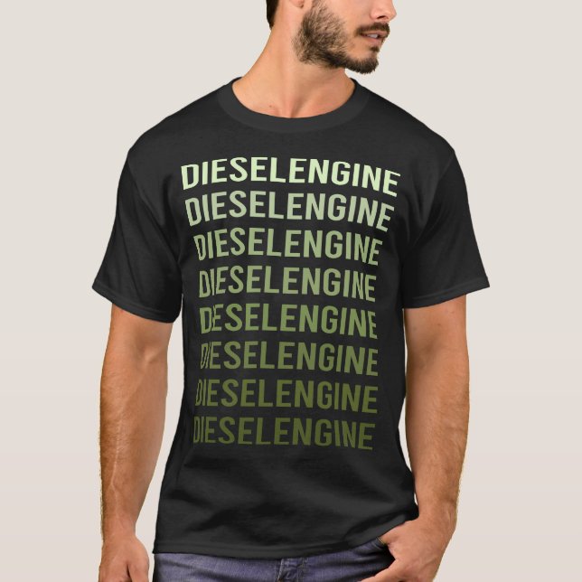 Grön Text Dieselmotor T Shirt (Framsida)