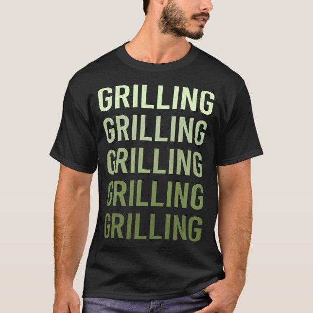 Grön text grillning t shirt (Framsida)