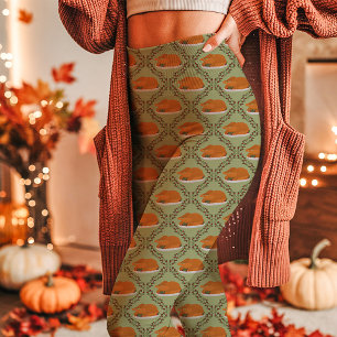 Grön Thanksgiving Kalkon Högtidsmönster Leggings