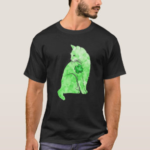 Grön Tie Dye Katt Shamrocks St. Patricks Dag Lucky T Shirt