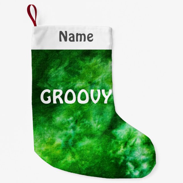 Grön Tie-Färg skräddarsy Groovy Liten Julstrumpa (Framsidan)