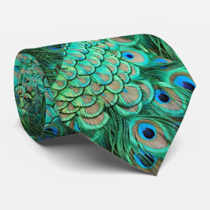 Grön Tie. för mönster för blåttpåfågelfjäd Slips