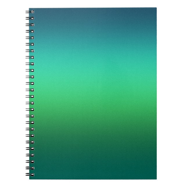 Grön till Teal Gradient Spiral Anteckningsbok Mode (Framsidan)