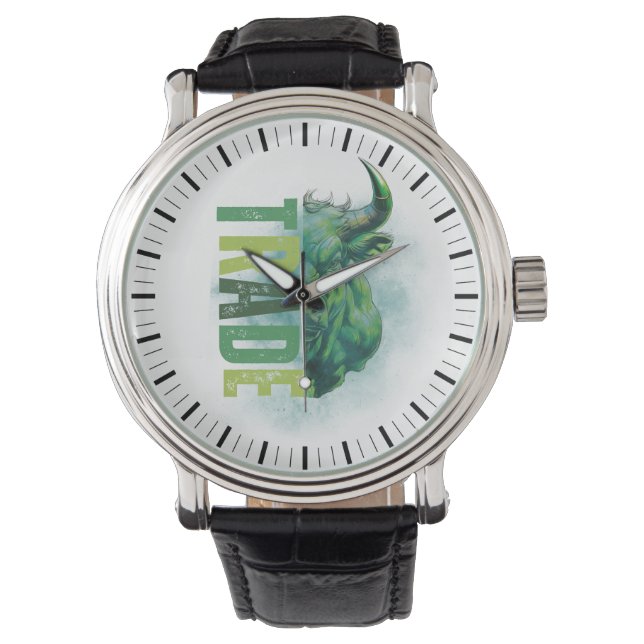 Grön tjur | Trade Design Armbandsur (Framsida)