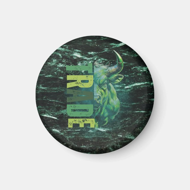 Grön tjur | Trade Design | Marmor Magnet (Framsidan)