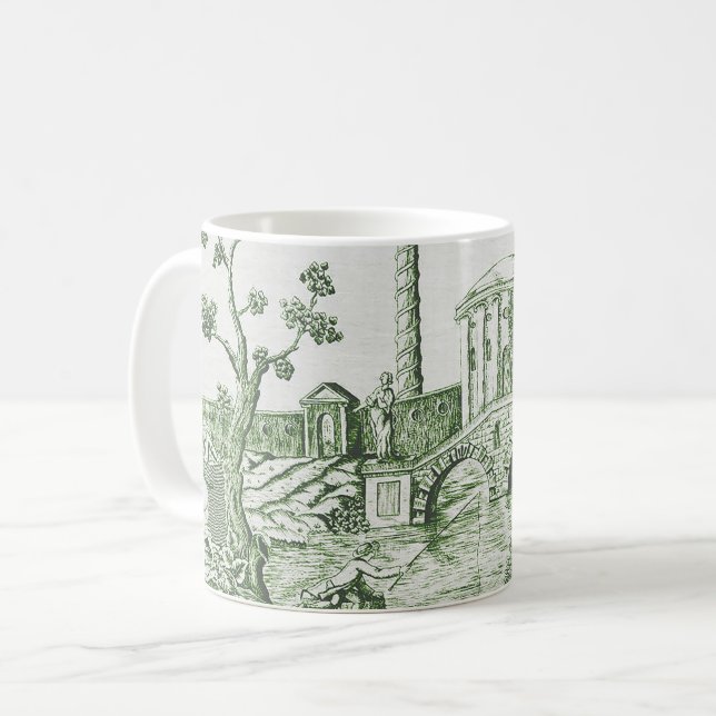 Grön Toile de Jouy Kaffemugg (Framsida vänster)