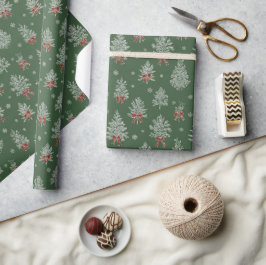 Grön Toile Julgran Mönster Presentpapper