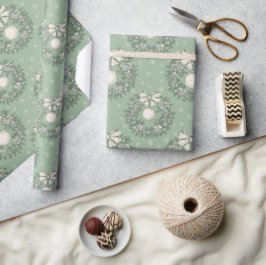 Grön Toile Julkransmönster Presentpapper