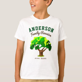 Grön träd anpassat namn familjeåterträff t-shirt