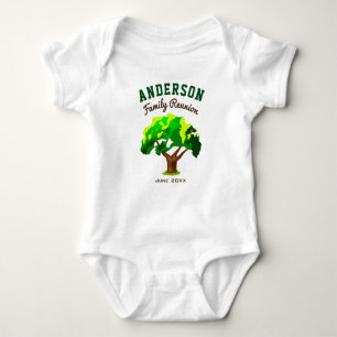 Grön träd anpassat namn familjeåterträff t-shirt
