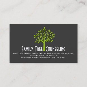 Grön träd Familjerådgivning Livcoach Andlig Visitkort