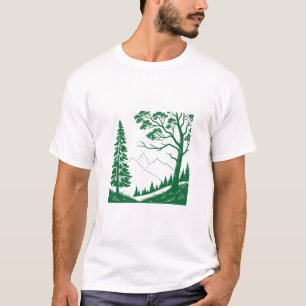 Grön trädbergs skogsnaturälskare t-shirt