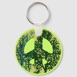 Grön trädfredstecken Keychain Nyckelring
