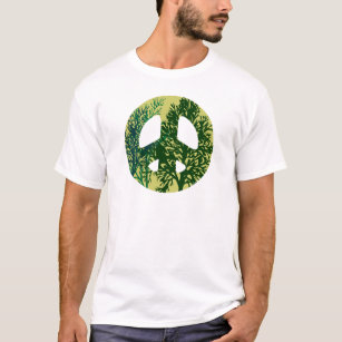 Grön trädfredstecken tee shirt