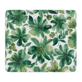 Grön Trädgård Blommig Botanisk Akvarellmålning