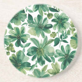 Grön Trädgård Blommig Botanisk Akvarellmålning Underlägg