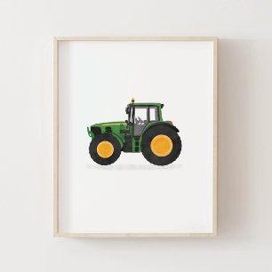 Grön traktor barnkammardekor poster
